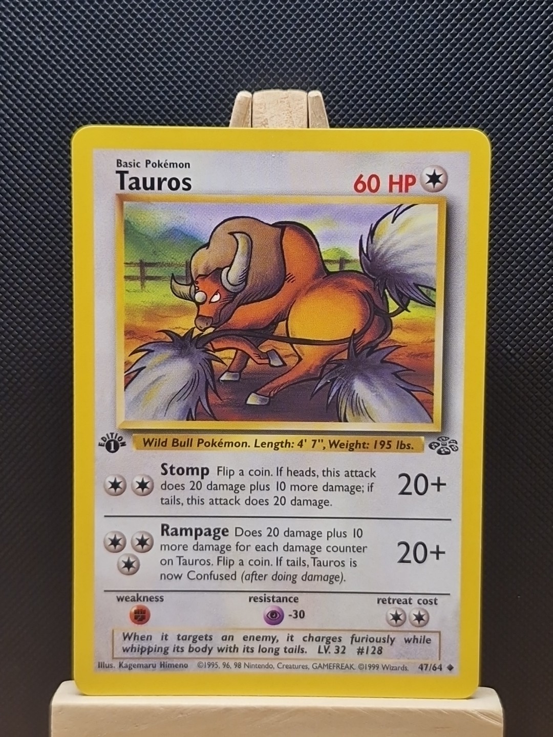 Pokemon 1999 WOTC 1st Edition Jungle Tauros 47/64 - Near Mint
