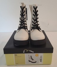 Art Class Combat Boots Khari Girls Sz 1 Cream/Khari Lace Up Zip Chunky New Inbox