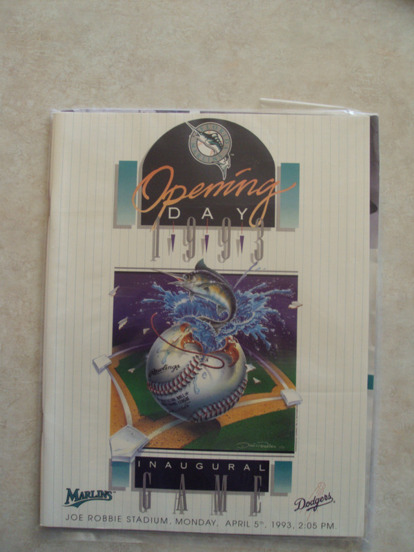 FLORIDA MARLINS April 5, 1993 INAUGURAL GAME PROGRAM (vs. LOS ANGELES DODGERS)