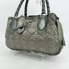 Christian Dior Cannage Nylon Tote Bag Pelle Verde Vintage Autentica [Rango B]
