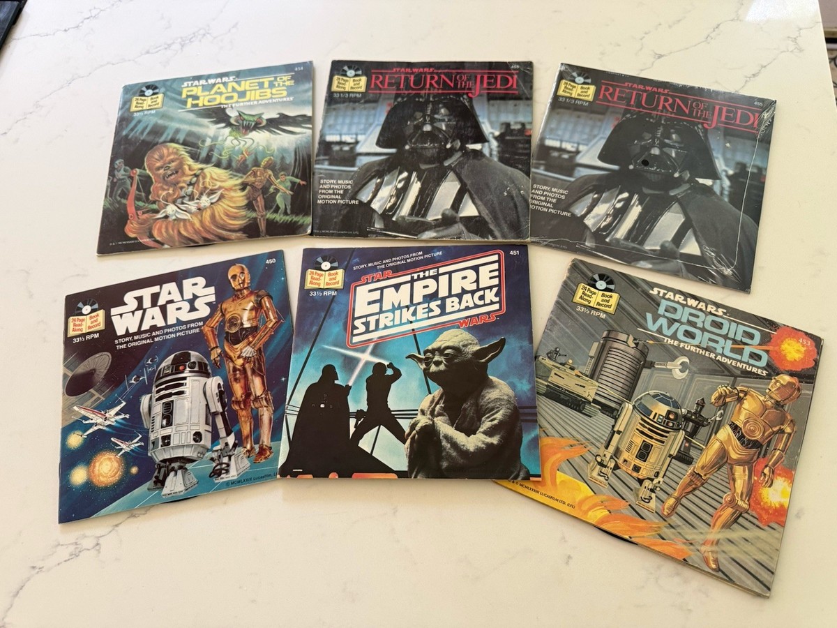Vtg 1980 Star Wars 24 Read-Along Book and Record 450 451 453 454
