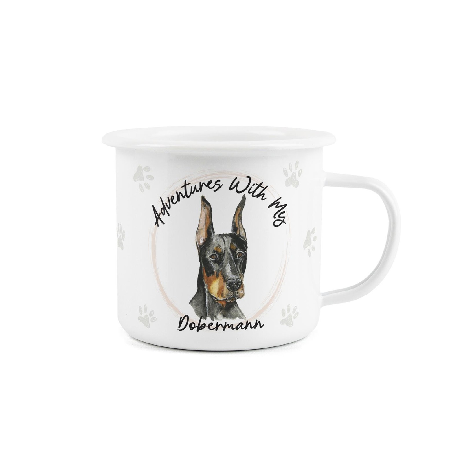Dobermann Enamel Mug - Outdoor Hiking Camping Adventure Gifts for Dog Lovers
