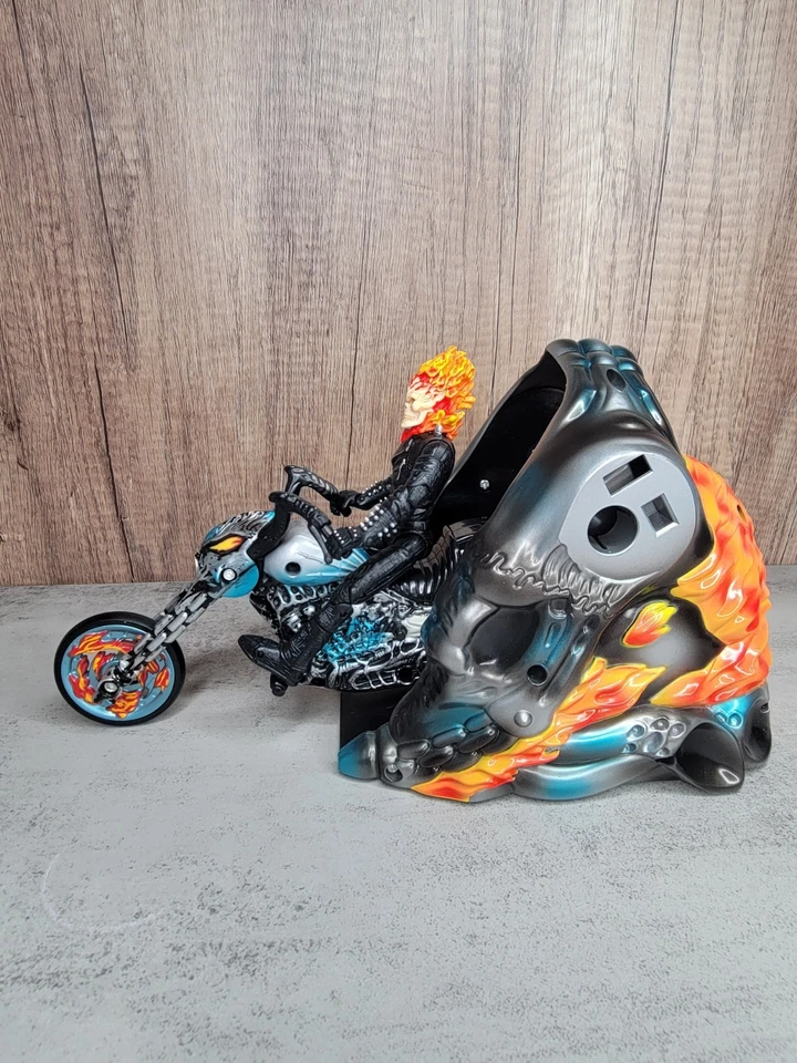 Ghost Rider Turbo Scream Flame Cycle Rev Up Launcher Motorcycle Figure '06 READ! - Image 2 of 4