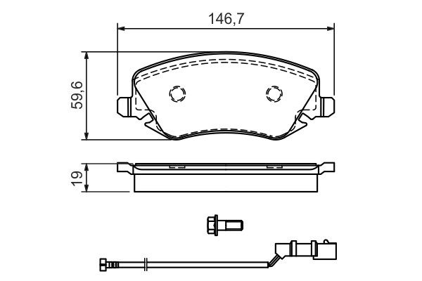 0 986 424 679 Bosch brake pad set, disc brake for Lancia