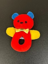 VTG Eden Red Teddy Bear Plush Baby Wrist Rattle Lovey Stuffed Animal Toy