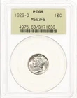 1929-D 10C PCGS MS63 FB OGH Mercury Silver Dime