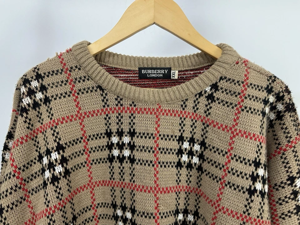 Suéter de punto grueso de lana a cuadros Burberry London Nova de colección talla XXL Foto 4 de 4