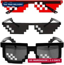  3 Pack Thug Life Sunglasses, Men Women Glass 8 Bit Pixel Mosaic Glasses Photo