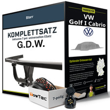 Für VW Golf I Cabrio Typ 155 Anhängerkupplung starr +eSatz 7pol uni 89-93 NEU
