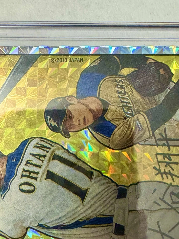 Shohei Ohtani ROOKIE REFRACTOR DE ORO Japón Exclusivo Venta Pegatina Variación RC Foto 3 de 4