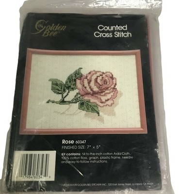 Golden Bee Counted Cross Stitch Rose Kit 60347 7 x 5 Inches Aida Cloth & Frame