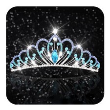 Silver Tiara Comb Rhinestone Tiaras Hair Comb for Girls Blue
