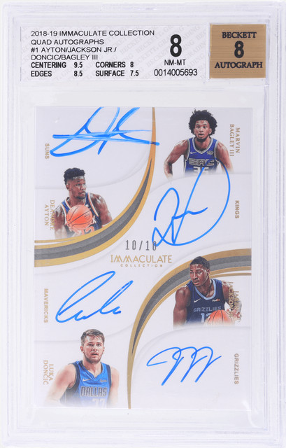 2018 Luka Doncic/Deandre Ayton/ Marvin Bagley Iii/Jaren Jackson Jr. BGS 8 RC