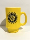 Vintage Dordt College University Milk Glass Footed Coffee Cup Mug Iowa Yellow