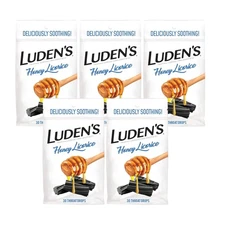 Luden's Soothing Throat Drops, Honey Licorice, 30 ct Pack of 5