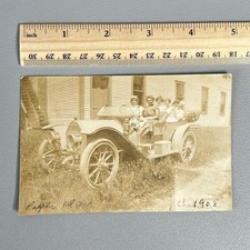 1908 Chalmers-detroit Automobile Photo 5 Women Brass Era Car Snapshot Identified