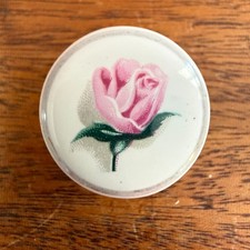 Vintage Porcelain Ceramic Floral White Pink Cabinet Knob Includes Screw