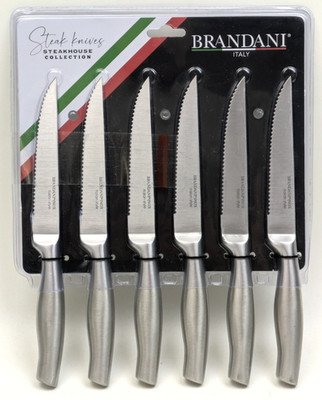 NEW Brandani INOX Italian Style Steak Knives ~ Steakhouse Collection Set of 6