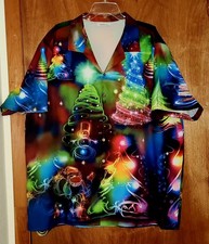 HAWALILI  Men’s Christmas Tree Hawaiian Short Shirt Holiday Lights Size 3XL XXXL