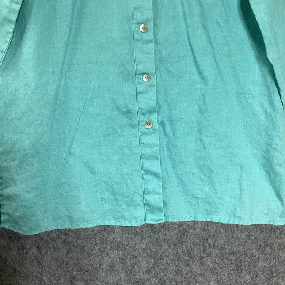 Camisa Richard Malcolm Mujer Mediana Aqua Irlandesa Lino Bordado Túnica Top * Foto 3 de 4