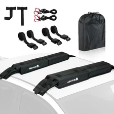 Abahub Soft Roof Rack Pads with 2 Tie Down Straps, 2 Tie Down Ropes, 2 Hood L...