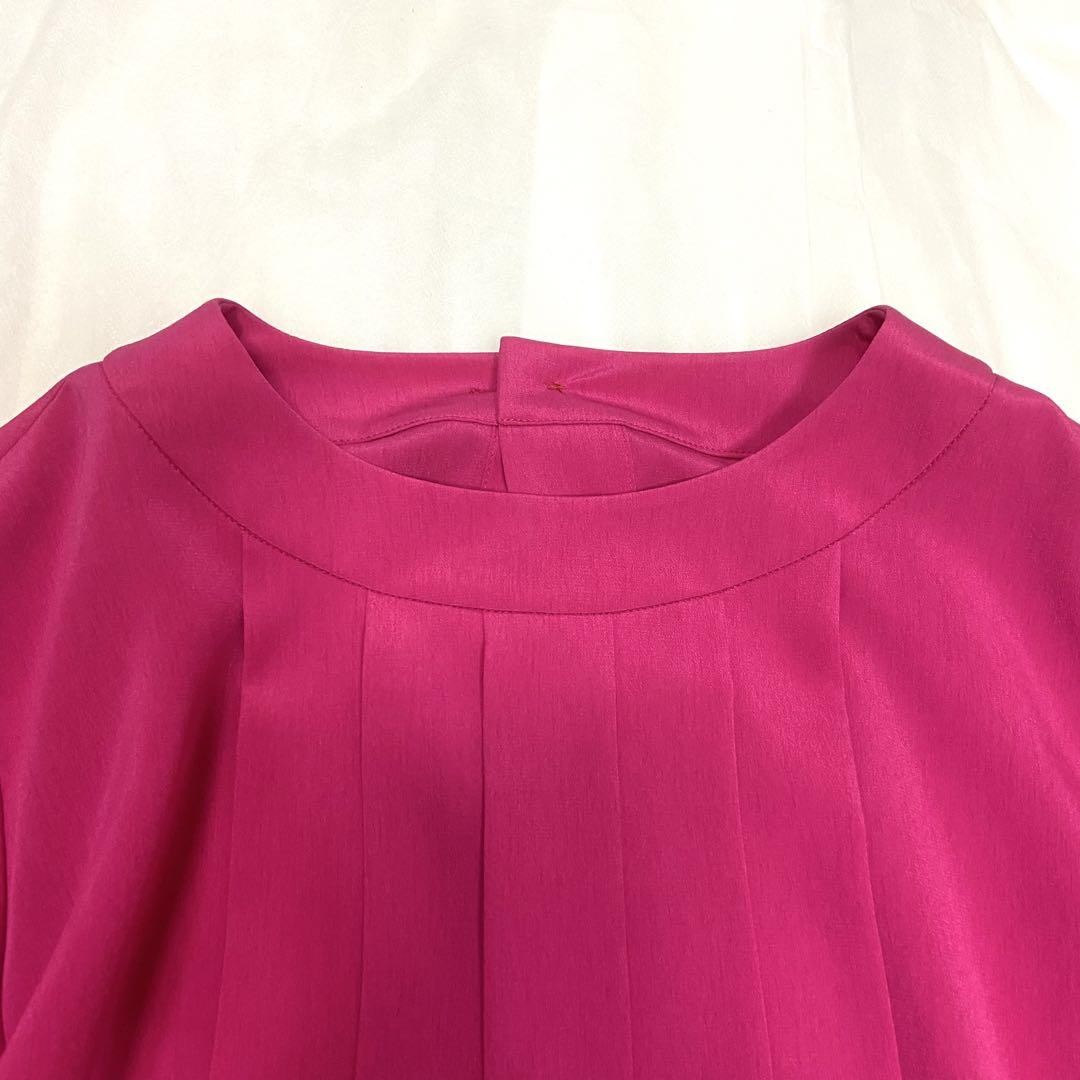 Autentica blusa Yves Saint Laurent plissettata bottoni poliestere rosa taglia S donna