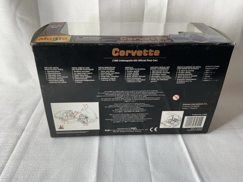 MAISTO 1:18 SCALE 1995 CHEVROLET CORVETTE INDY 500 PACE CAR DIE CAST MODEL - Image 4 of 4