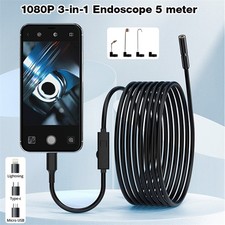 5M Waterproof Endoscope IP67 1080P 8LED Light 3in1 Household Inspection Camera