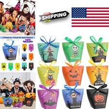 Trick or Treat Bags 36 Count Durable Paper Halloween Gift Bags with 9 Patterns