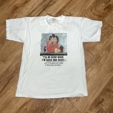 Vintage Cowboy Drinking White Tshirt Mens Size Large Short Sleeve 1998 Comical