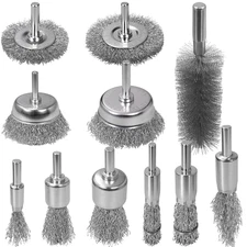11 Pcs Metal Carbon Steel Wire Wheel for Drill Set,Wool Brush Drill Attachment f