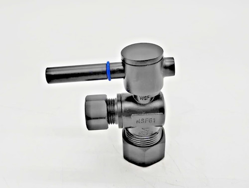 Westbrass 1/4-Turn Cross Handle Angle Stop Shut Off Valve Matte Black A105BX-62