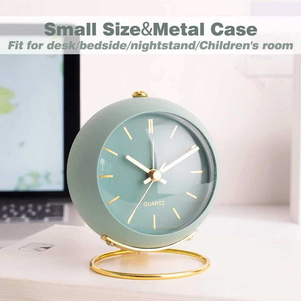 ® Battery Operated Desk Alarm Clocks with Light,Retro Silent No Ticking Analog S - Image 3 of 4