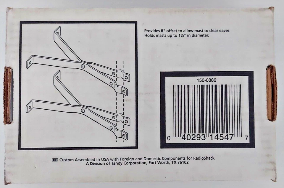 Kit de montagem na parede mastro de antena Radio Shack novo na caixa 15-886 (a-13) - Imagem 2 de 4