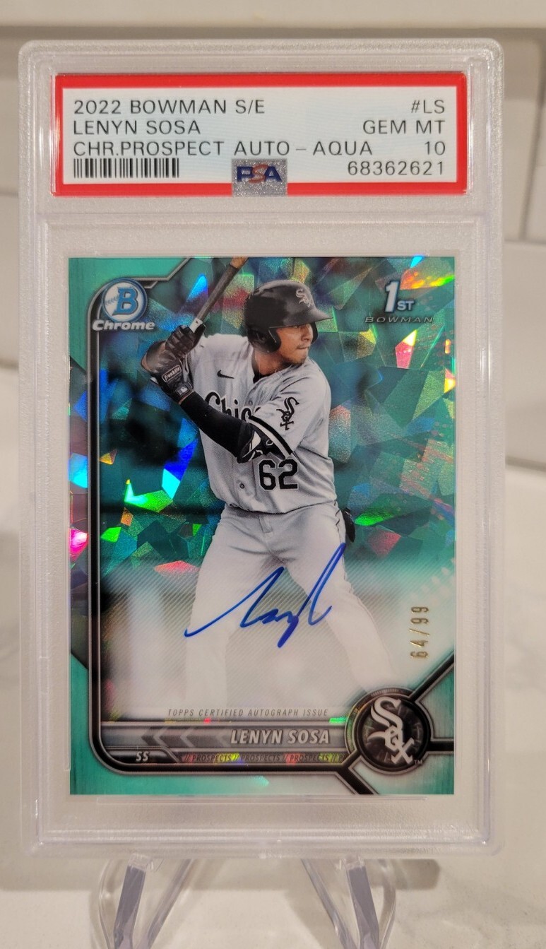 2022 Bowman Chrome Sapphire Lenyn Sosa 1st Prospect Aqua Refractor Auto #64/99