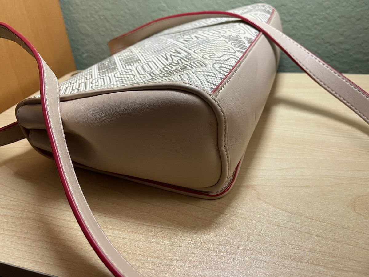 Moschino クリーム色 ハンドバッグ LOVE MOSCHINO Tan Beige Red Signature Embossed Leather