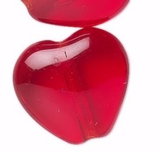 1 Std 67 Czech Pressed Glass Transparent Ruby Red 6mm Heart Beads w/ 0.9mm Hole