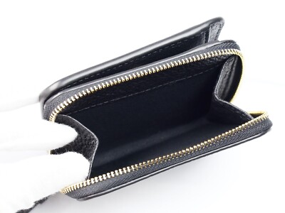 Latest Tory Burch THEA Black Pebbled Leather Embossed Logo BiFold