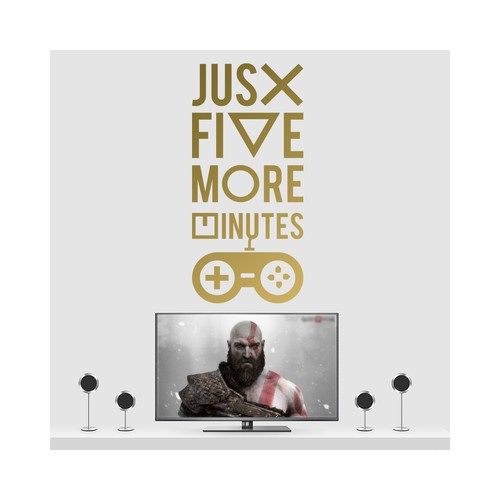 Just Five More Minutes Gamers Quote Wall Sticker Man Cave Room Home Art Vinyl L - Picture 144 of 161