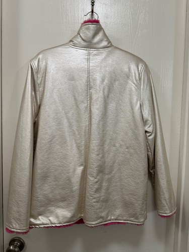 Free Press Women Reversible Faux Fur Barbie Coat Pink Trillium Size S *Stain - Picture 8 of 14