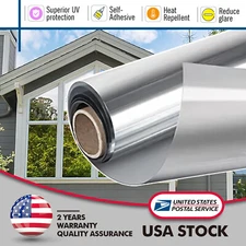 Rolled Glass Window Film Privacy Decorative Tinting Film For Home Silver Bathr