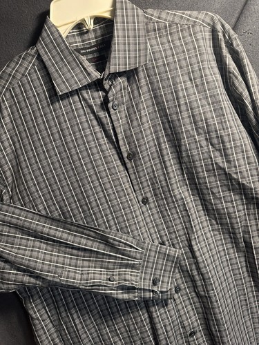 John Varvatos, John Varvatos Shirt Men’s 16.5 - 34/35 Check Slim Fit Stretch Business Casual