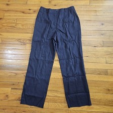 VTG Talbots Pants Petite 10 Linen Blue Wide Straight Leg Mid Rise Pants