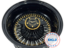 13x7 Rev 72 Str Black With Gold Nipples Zenith Locking Lowrider Wire Wheel Rims