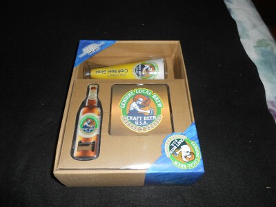 GENUINE LOCAL BREW CRAFT BEER USA COASTERS & BOTTLE OPENER GIFT SET