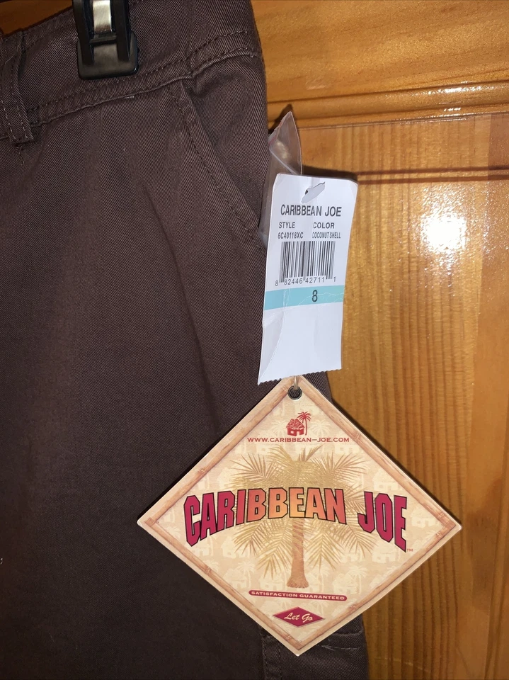 NWT Caribbean Joe Skirt Size 8 Button Front 2 Pockets Brown 100% Cotton - Image 2 of 4