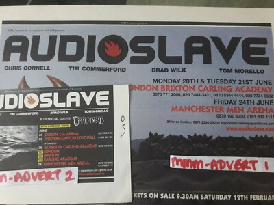 AUDIOSLAVE - TOUR DATES LIVE 2005  - original advert / magnet CHRIS CORNELL 