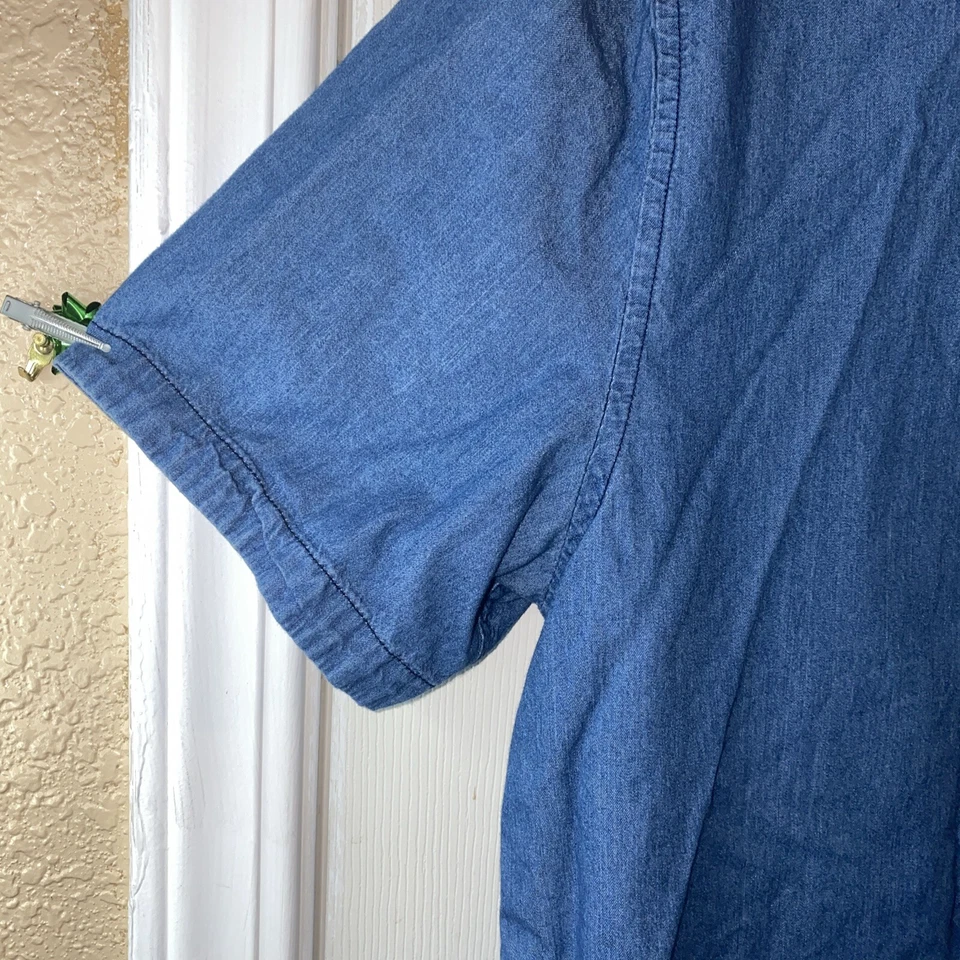 Camisa masculina 19 Ninety One G GRANDE com botões bolso cambraia casual manga curta - Imagem 4 de 4