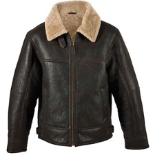 WW11 Cockpit RAF B3 Aviator Brown Bomber Coat Shearling Fur Men's Classic Jacket