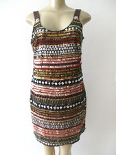 Sequin Mini Dress Romeo Juliet Couture Brown Sleeveless Size M Party Sexy